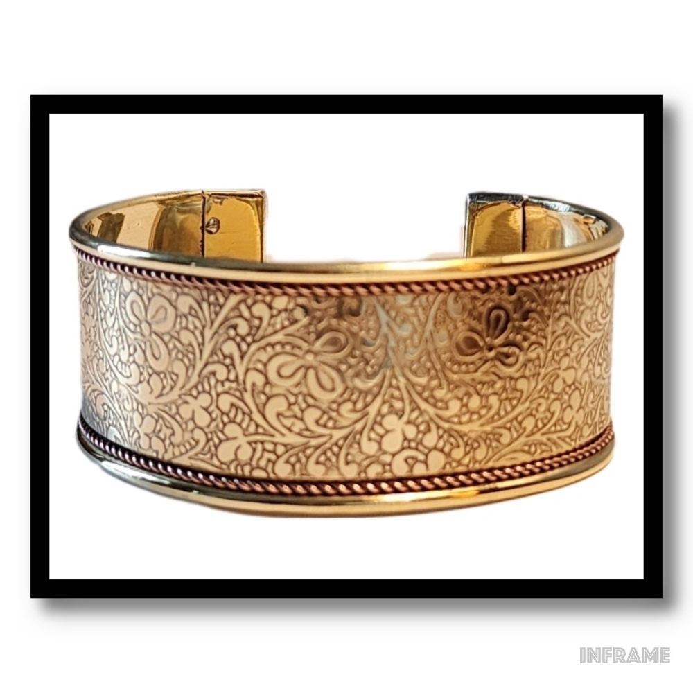 Brass Engraved Vintage  Bangle Bracelet